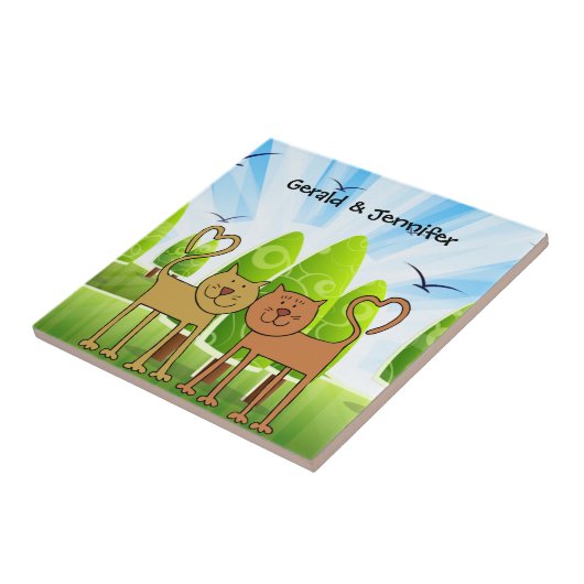 Kat Love trivet/tile sjabloon, klaar om aan te pas Tegeltje (Zijkant)