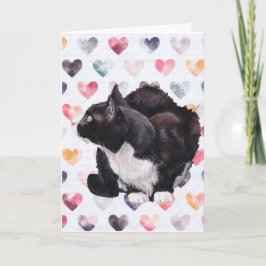 Kat Love Tuxedo Cat Art Wenskaart Kaart