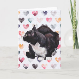 Kat Love Tuxedo Cat Art Wenskaart Kaart