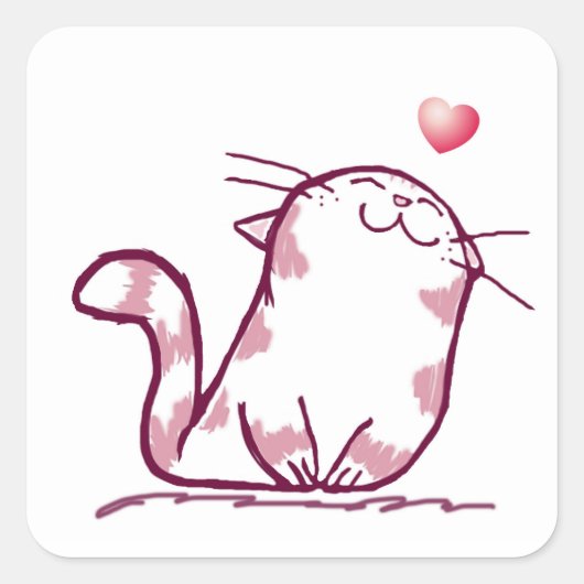 Kat Love Vierkante Sticker (Voorkant)