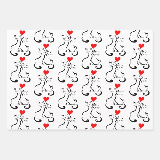 Kat Love Wrapping Paper Flat Sheet Set van 3 (Voorkant 2)