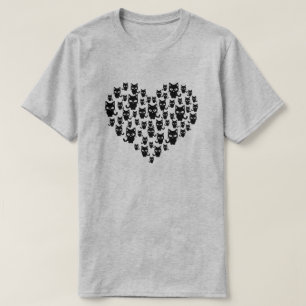 Kat Lover Black Cats Heart T-shirt