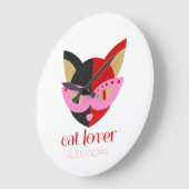 Kat Lover Cute Black Rood Roze naam op maat Grote Klok (Hoek)
