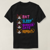 Kat Lover Design Eat Sleep Cat Warrior Herhaal Cut T-shirt (Design voorkant)