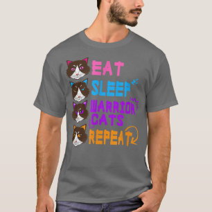 Kat Lover Design Eat Sleep Cat Warrior Herhaal Cut T-shirt