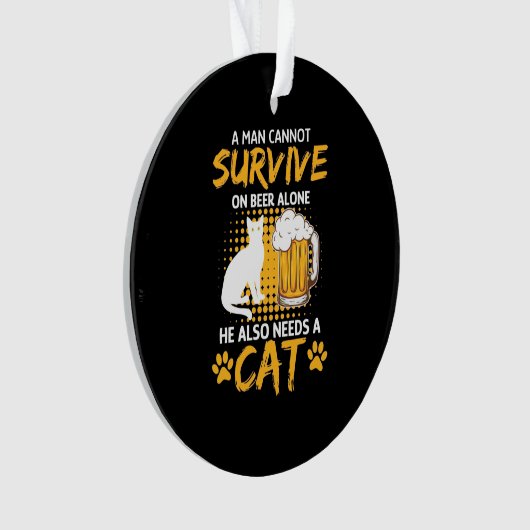 Kat Lover een Man met bier en kat Ornament (voorkant)