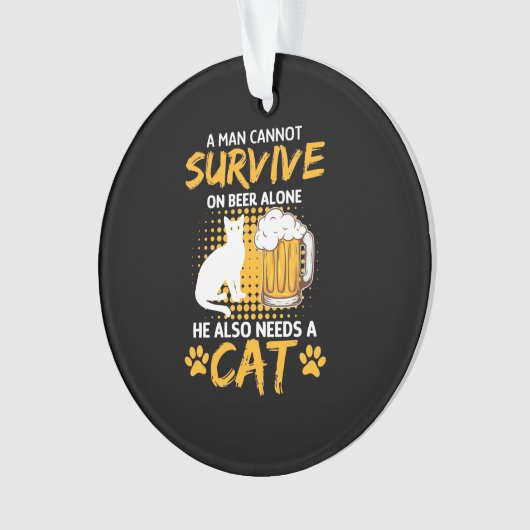 Kat Lover een Man met bier en kat Ornament (voorkant)