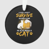 Kat Lover een Man met bier en kat Ornament (voorkant)
