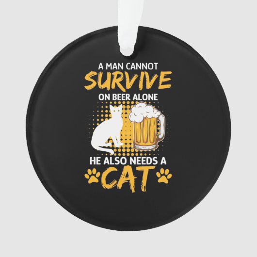 Kat Lover een Man met bier en kat Ornament (voorkant)