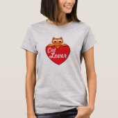 Kat Lover Ginger Kat met rood hart T-shirt (Voorkant)