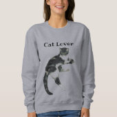 Kat Lover Grey White Cat Art-tekst  Trui (Voorkant)