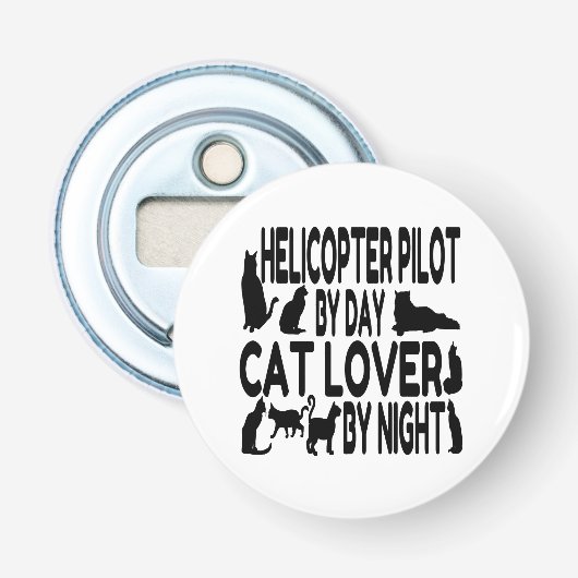 Kat Lover-helikopterpiloot Button Flesopener (Voorkant)