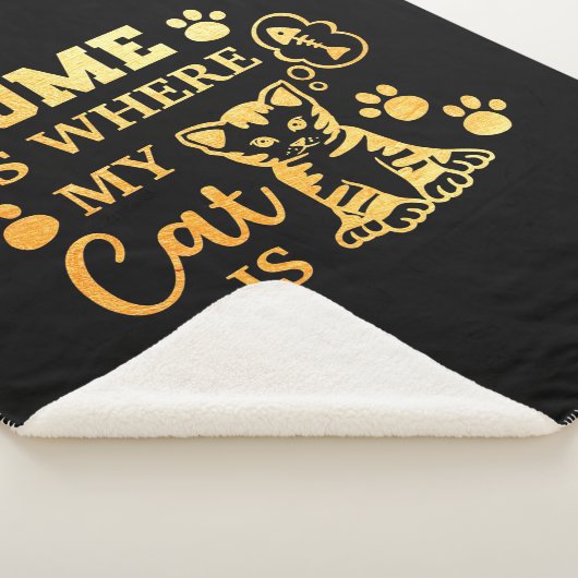Kat Lover Home is waar mijn kat is Sherpa Deken (3/4)