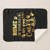 Kat Lover Home is waar mijn kat is Sherpa Deken (Voorkant (horizontaal))