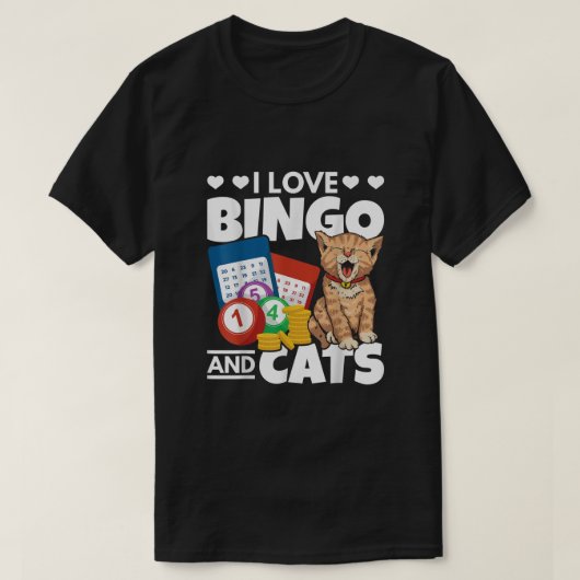 Kat Lover I houdt van bingo en katten die bingo Pl T-shirt (Design voorkant)