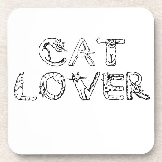 Kat Lover in kattenlettertype Bier Onderzetter (Voorkant)