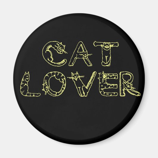 Kat Lover in kattenlettertype Magneet (Voorkant)