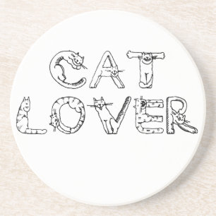Kat Lover in kattenlettertype Zandsteen Onderzetter
