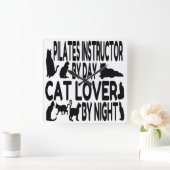 Kat Lover Pilates Instructor Vierkante Klok (Huis)