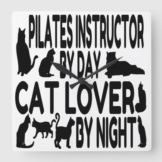 Kat Lover Pilates Instructor Vierkante Klok (Voorkant)