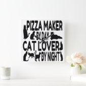 Kat Lover Pizza Maker Vierkante Klok (Huis)