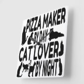 Kat Lover Pizza Maker Vierkante Klok (Hoek)