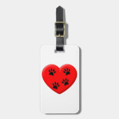 Kat Lover Red Heart en Paws Bagagelabel (Voorkant verticaal)