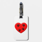 Kat Lover Red Heart en Paws Bagagelabel (Achterkant verticaal)