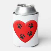 Kat Lover Red Heart en Paws Blikjeskoeler (Blikje Voorkant)