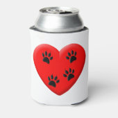 Kat Lover Red Heart en Paws Blikjeskoeler (Blikje Achterkant)