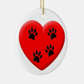 Kat Lover Red Heart en Paws Classic Keramisch Ornament (Rechts)