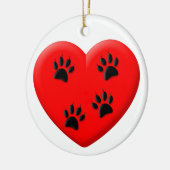 Kat Lover Red Heart en Paws Classic Keramisch Ornament (Links)