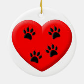 Kat Lover Red Heart en Paws Classic Keramisch Ornament (Achterkant)