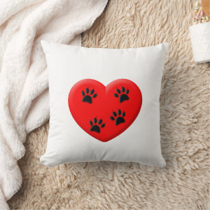 Kat Lover Red Heart en Paws Classic Kussen