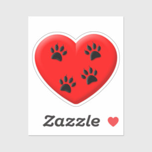 Kat Lover Red Heart en Paws Classic Sticker