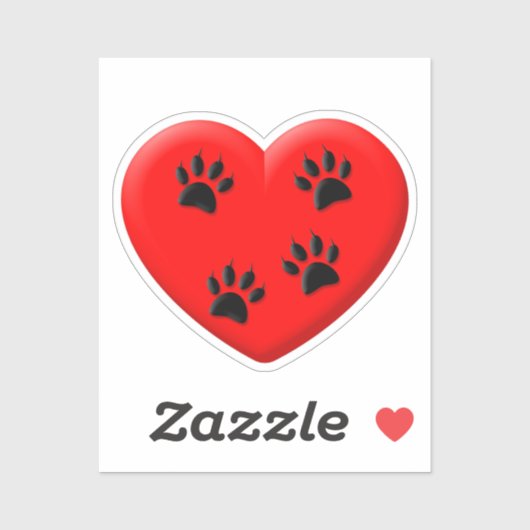 Kat Lover Red Heart en Paws Classic Sticker (Vel)