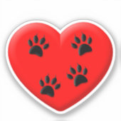 Kat Lover Red Heart en Paws Classic Sticker (Voorkant)