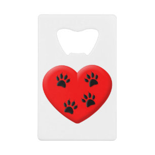 Kat Lover Red Heart en Paws Creditkaart Flessenopener