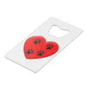 Kat Lover Red Heart en Paws Creditkaart Flessenopener (Achterkant Gekanteld)