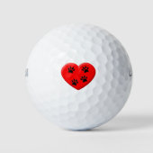Kat Lover Red Heart en Paws Golfballen (Voorkant)