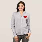 Kat Lover Red Heart en Paws Hoodie (Voorkant volledig)