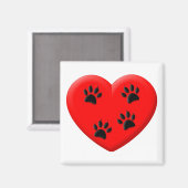 Kat Lover Red Heart en Paws Magneet (Voorkant / Achterkant)
