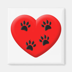Kat Lover Red Heart en Paws Magneet
