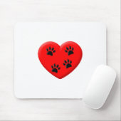 Kat Lover Red Heart en Paws Muismat (Met muis)
