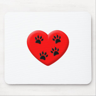 Kat Lover Red Heart en Paws Muismat