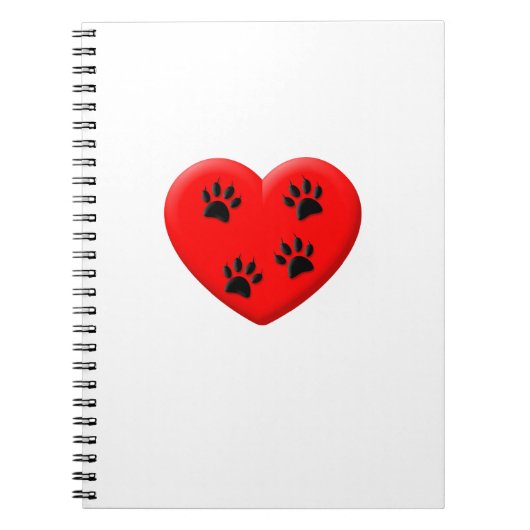 Kat Lover Red Heart en Paws Notitieboek (Voorkant)