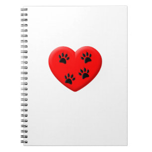 Kat Lover Red Heart en Paws Notitieboek