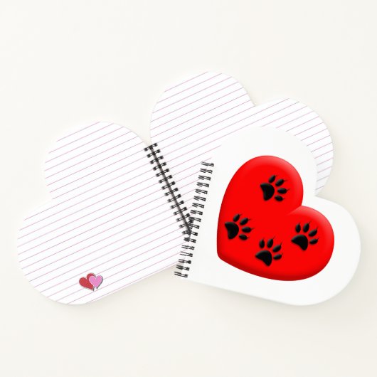 Kat Lover Red Heart en Paws Notitieboek (Binnen)