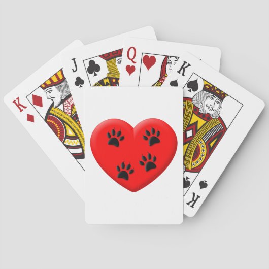 Kat Lover Red Heart en Paws Pokerkaarten (Achterkant)