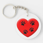 Kat Lover Red Heart en Paws Sleutelhanger (Voorkant)